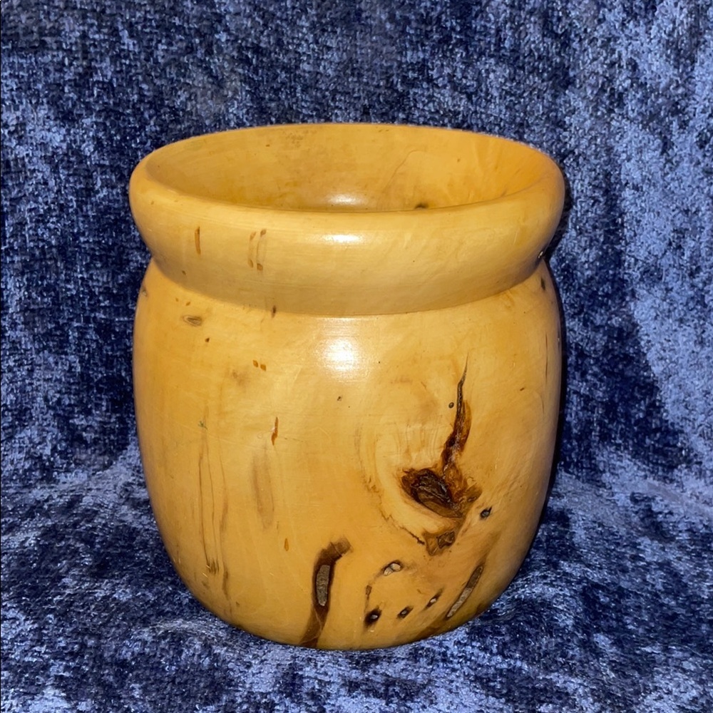 Vintage Natural Wood Finish Decorative Vase - Picture 1 of 5